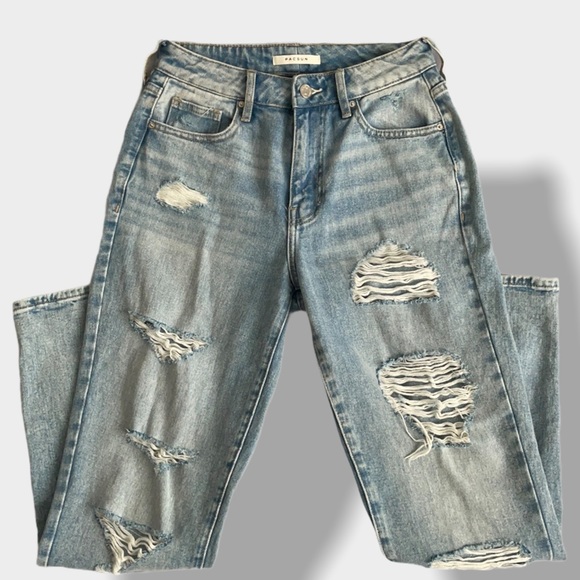 PacSun Denim - Pacsun Light Wash Distressed Mom Jeans Women’s 24